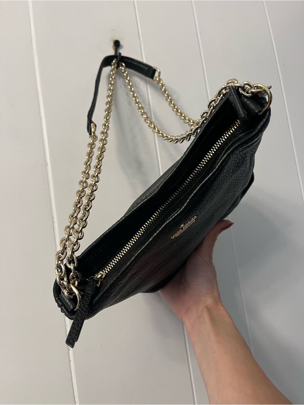 Kate Spade Jackson Street Ellery Convertible Bag Pebbled Black Leather Chain - Picture 5 of 16